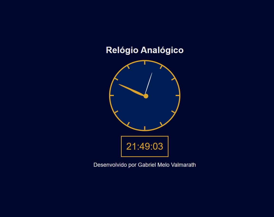 Captura de tela de um site que simula um relógio